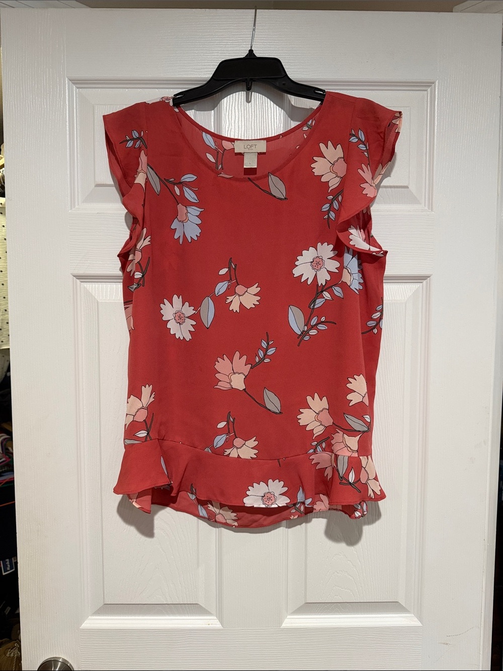 LOFT Floral Ruffle Hem Blouse